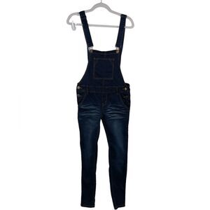 VIP Jeans Juniors Overalls Denim Skinny Long Pant Solid Blue Juniors 7/8